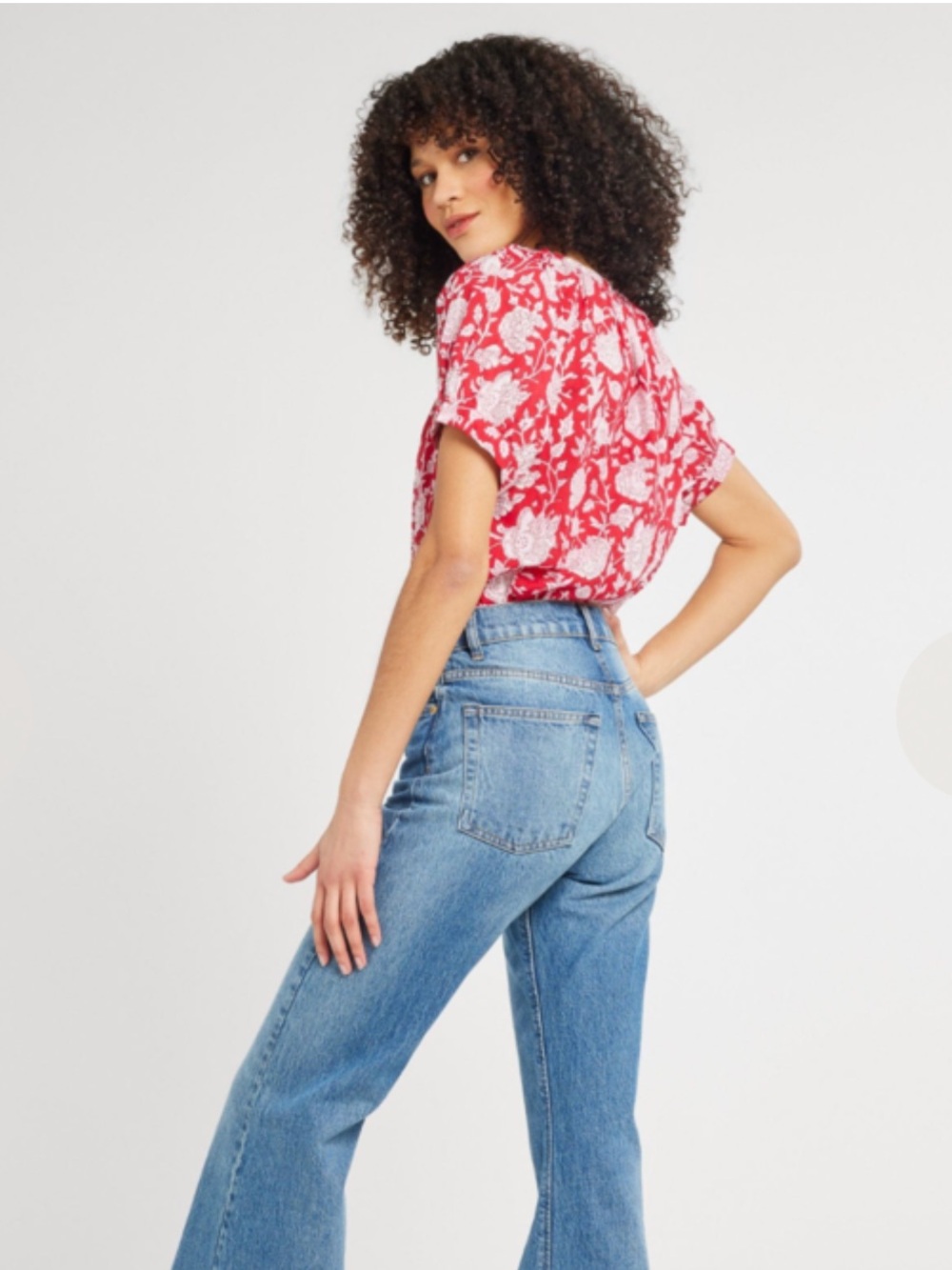 NWT Mille Naomi Red Zinnia Blouson Short Sleeve Top Size XS - Picture 3 of 10